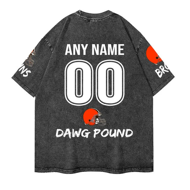 [SPECIAL OFFER] NEW CUSTOMIZED NFL29 CLB CLEVELAND BROWNS FUNNY MULTICOLOR WASHED TEE