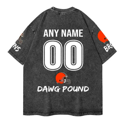 [SPECIAL OFFER] NEW CUSTOMIZED NFL29 CLB CLEVELAND BROWNS FUNNY MULTICOLOR WASHED TEE