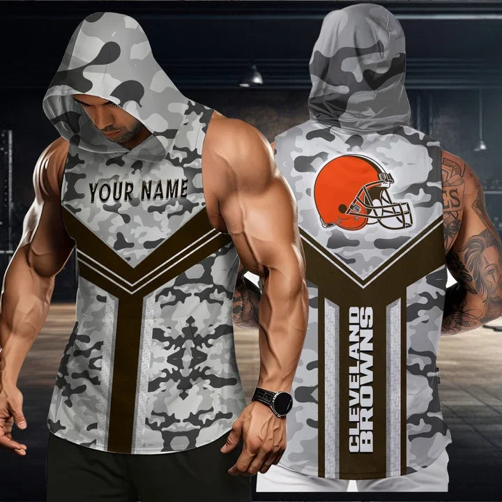 [SPECIAL OFFER] NEW CUSTOMIZED NFL29 CLB CLEVELAND BROWNS HOODED TANK TOP