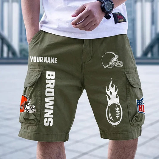 [SPECIAL OFFER] NEW CUSTOMIZED NFL29 CLB CLEVELAND BROWNS CARGO SHORTS
