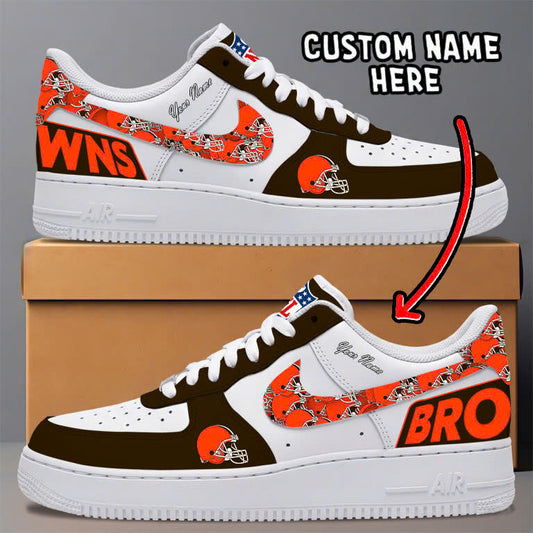 LIMITED EDITION - NEW CUSTOMIZED NFL29 CLB CLEVELAND BROWNS AF1 SNEAKERS