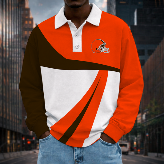 [SPECIAL OFFER] NEW CUSTOMIZED NFL29 CLB CLEVELAND BROWNSLONG SLEEVE POLO SHIRT
