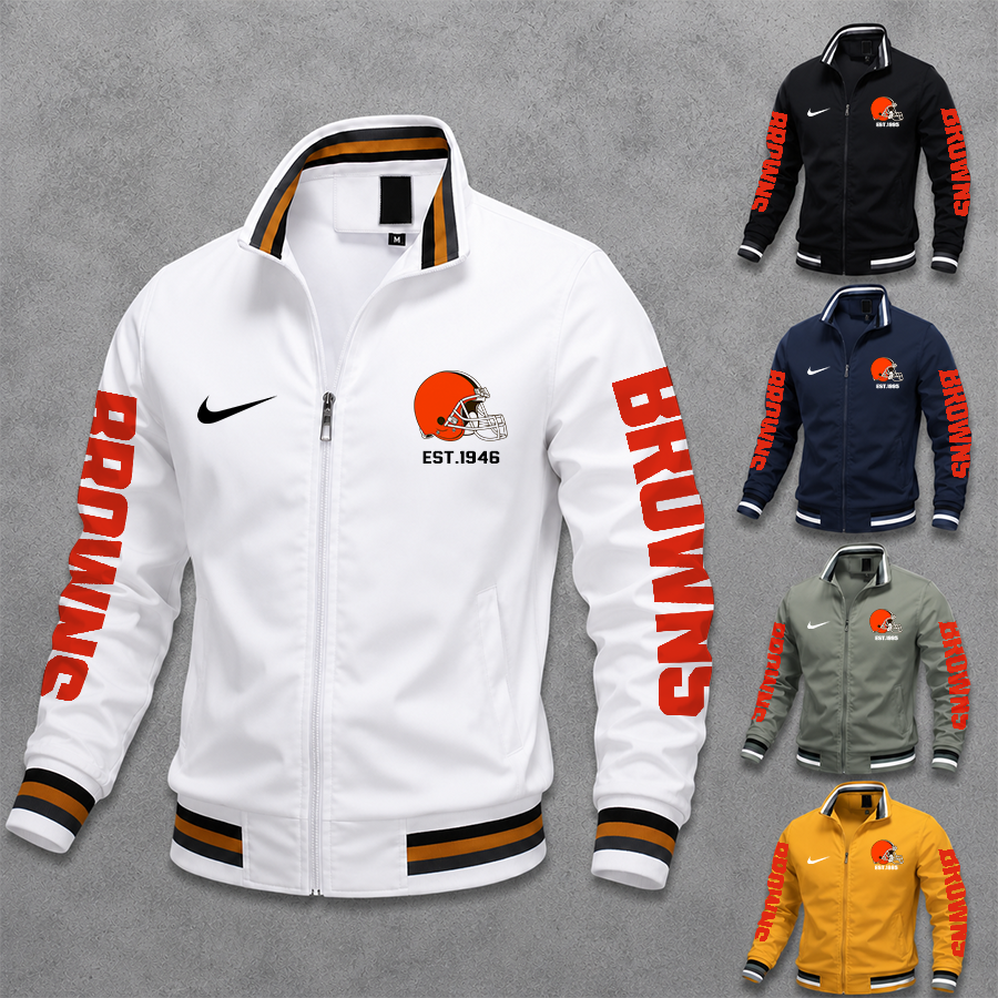 [SPECIAL OFFER] NEW CUSTOMIZED NFL29 CLB CLEVELAND BROWNS MEN'S CASUAL JACKET