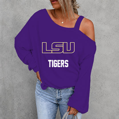 [FAN FAVORITE] NEW CUSTOMIZED NCAA FBS29 LST LSU TIGERS DROP SHOULDER SWEATSHIRT