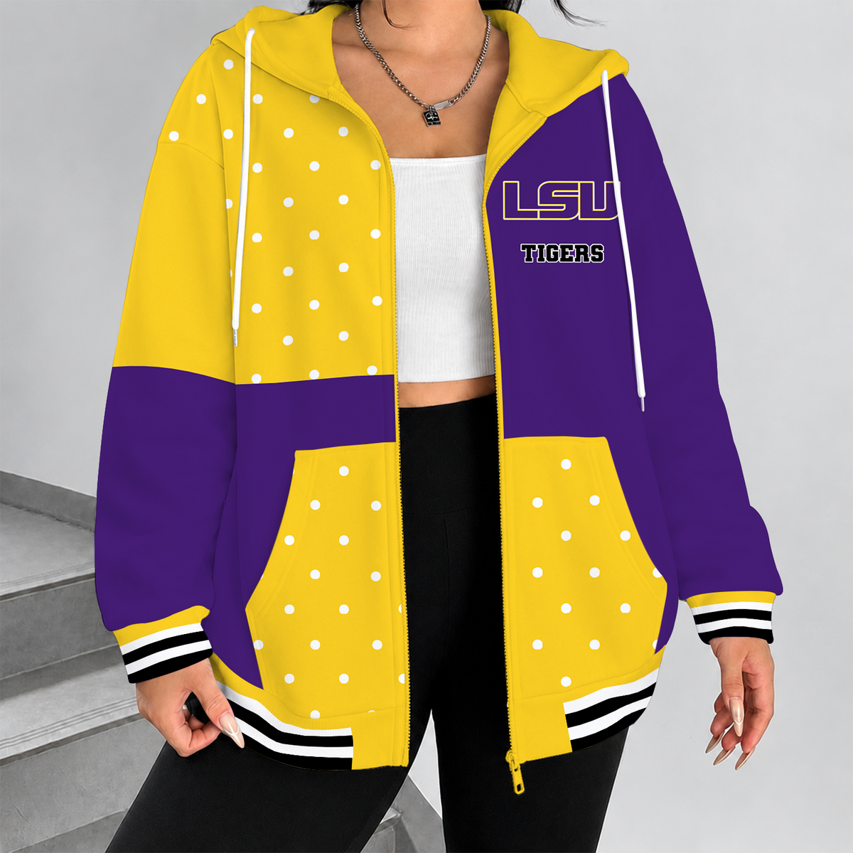 [FAN FAVORITE] NEW CUSTOMIZED NCAA FBS29 LST LSU TIGERS ZIP HOODIE