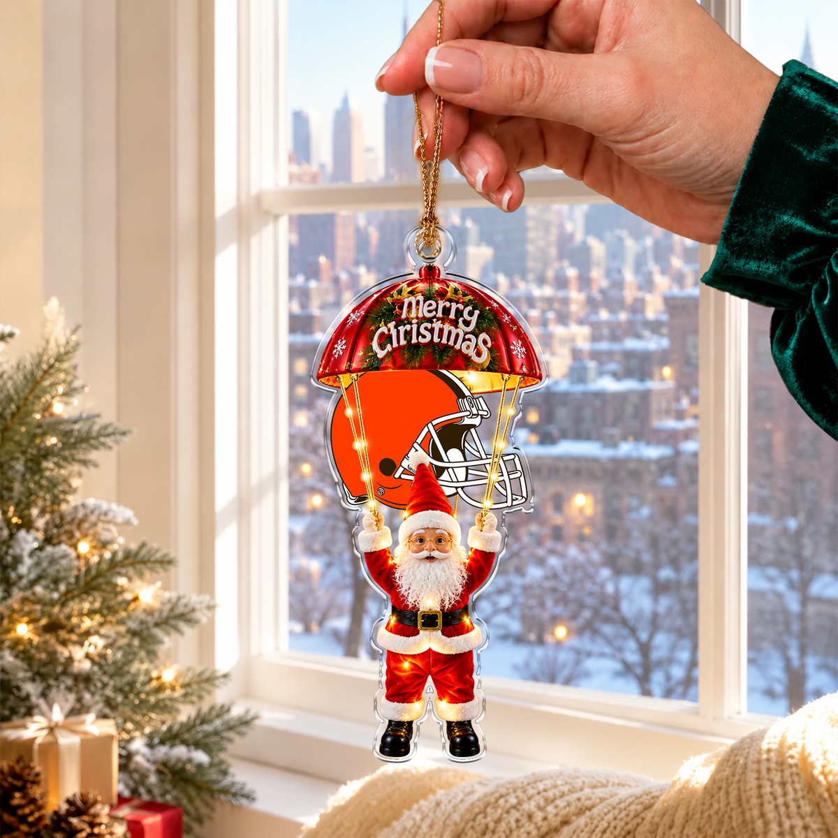 [SPECIAL OFFER] NEW CUSTOMIZED NFL29 CLB CLEVELAND BROWNS CHRISTMAS ACRYLIC ORNAMENT