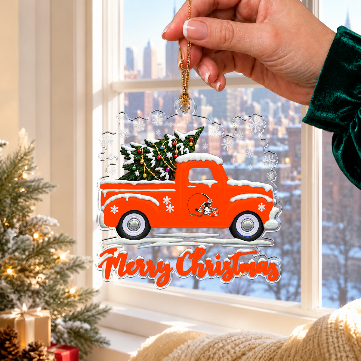 [SPECIAL OFFER] NEW CUSTOMIZED NFL29 CLB CLEVELAND BROWNS CHRISTMAS ACRYLIC ORNAMENT
