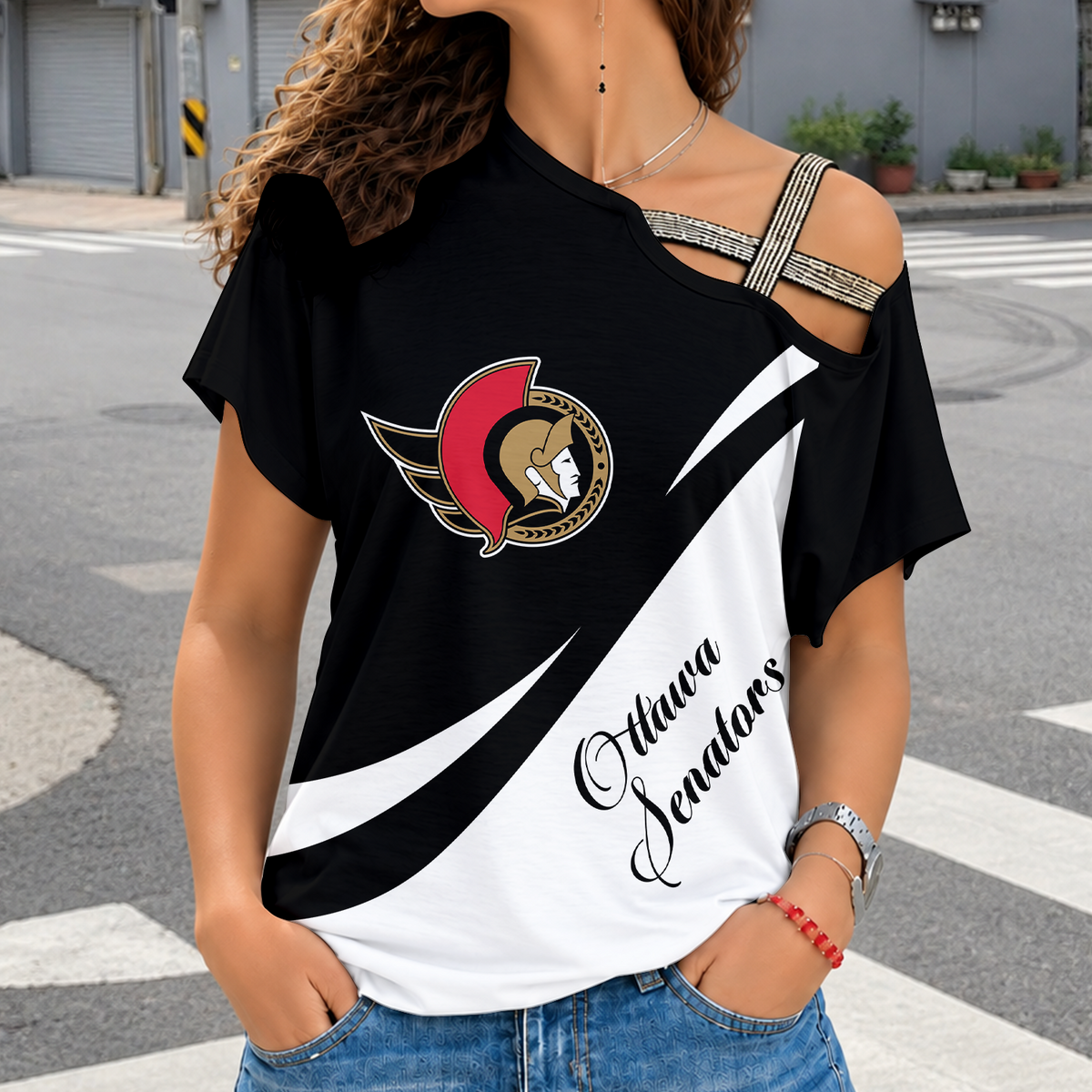 [SUPER SALE] NEW CUSTOMIZED NHL29 OSN OTTAWA SENATORS SHOULDER SHIRT