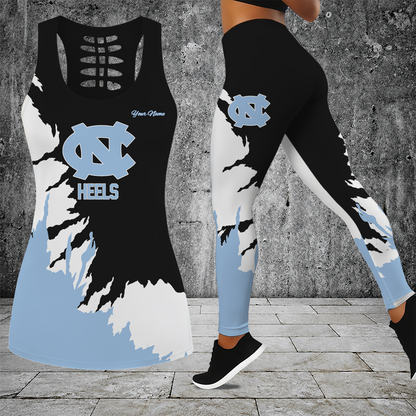 [FAN FAVORITE] NEW CUSTOMIZED NCAA CWS29 NTH NORTH CAROLINA TAR HEELS HOLLOW TANK TOP & LEGGINGS SET
