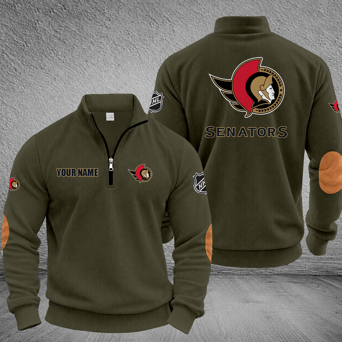 [SUPER SALE] NEW CUSTOMIZED NHL29 OSN OTTAWA SENATORS MULTICOLOR STRIPED QUATER ZIP SWEATSHIRT