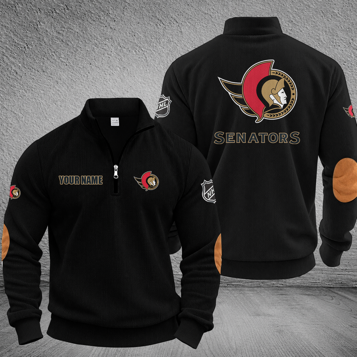[SUPER SALE] NEW CUSTOMIZED NHL29 OSN OTTAWA SENATORS MULTICOLOR STRIPED QUATER ZIP SWEATSHIRT