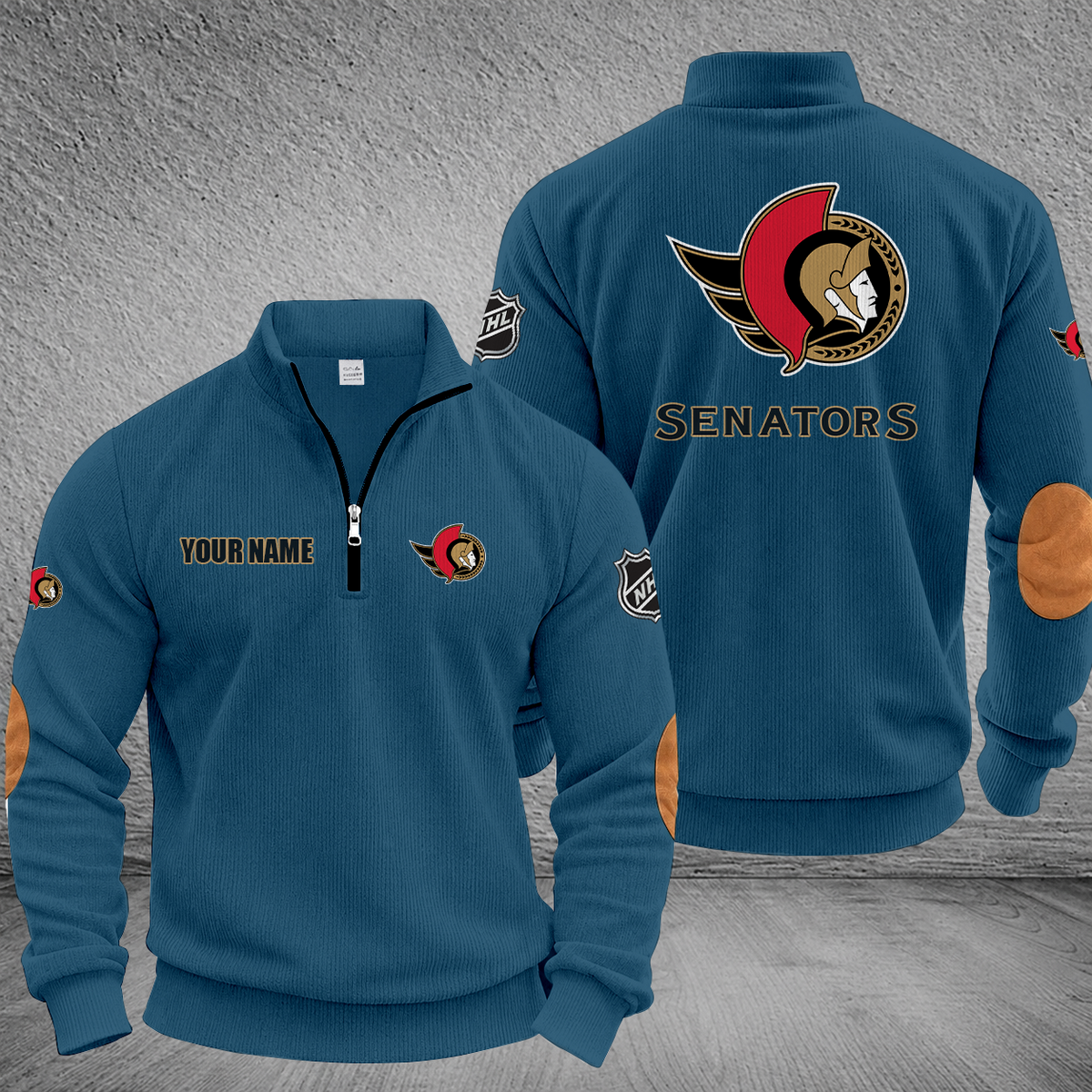 [SUPER SALE] NEW CUSTOMIZED NHL29 OSN OTTAWA SENATORS MULTICOLOR STRIPED QUATER ZIP SWEATSHIRT