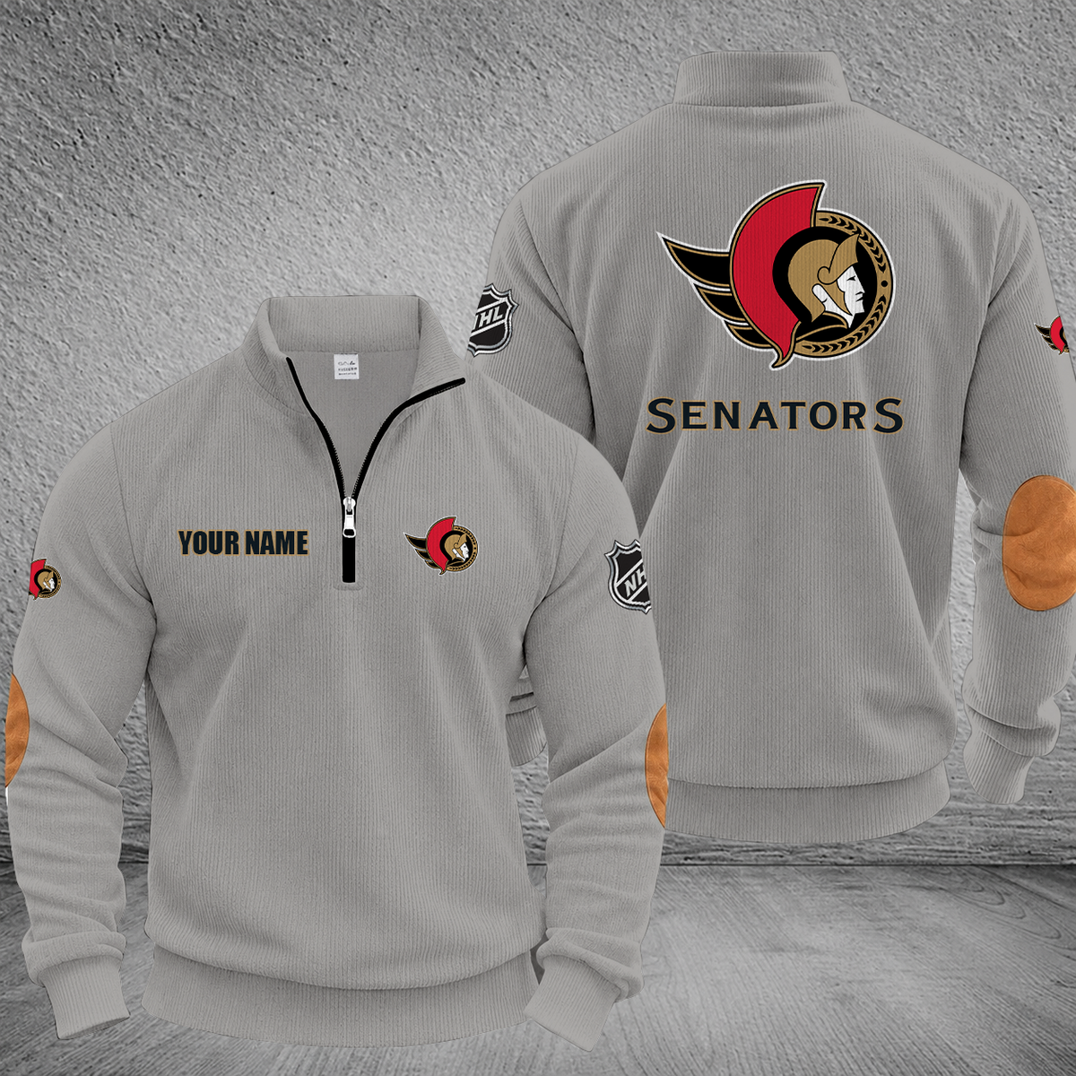 [SUPER SALE] NEW CUSTOMIZED NHL29 OSN OTTAWA SENATORS MULTICOLOR STRIPED QUATER ZIP SWEATSHIRT