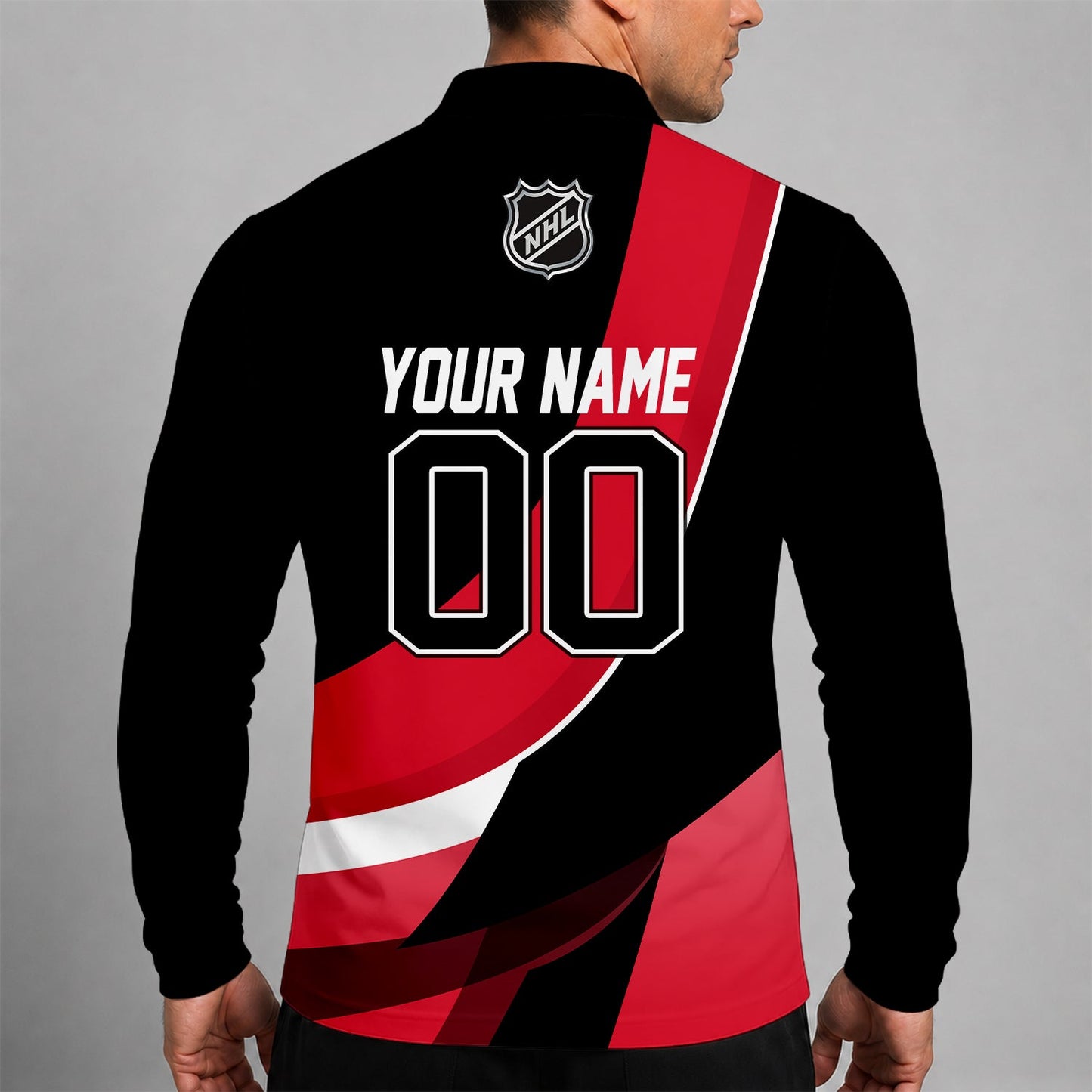 [SUPER SALE] NEW CUSTOMIZED NHL29 OSN OTTAWA SENATORS MEN LONG SLEEVE POLO