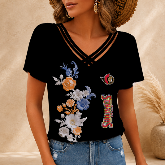 [SUPER SALE] NEW CUSTOMIZED NHL29 OSN OTTAWA SENATORS V-NECK SHIRT