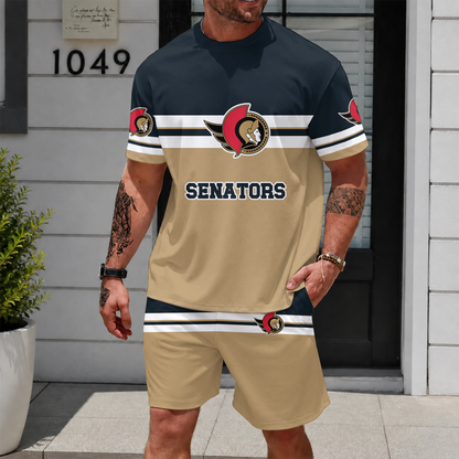 [SUPER SALE] NEW CUSTOMIZED NHL29 OSN OTTAWA SENATORS UNISEX T-SHIRT & SHORTS SET