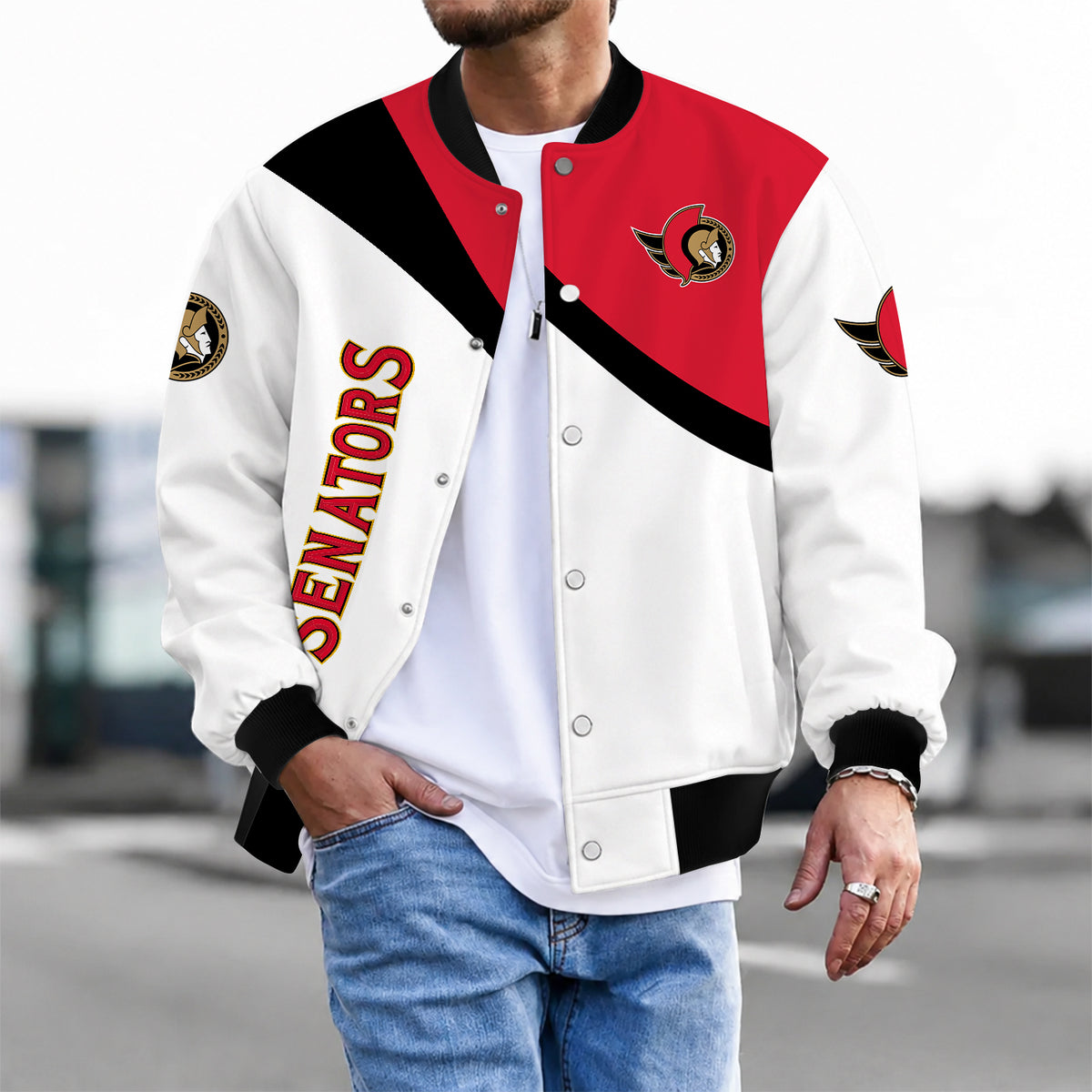 [SUPER SALE] NEW CUSTOMIZED NHL29 OSN OTTAWA SENATORS SATIN VARSITY JACKET & BASEBALL JACKET