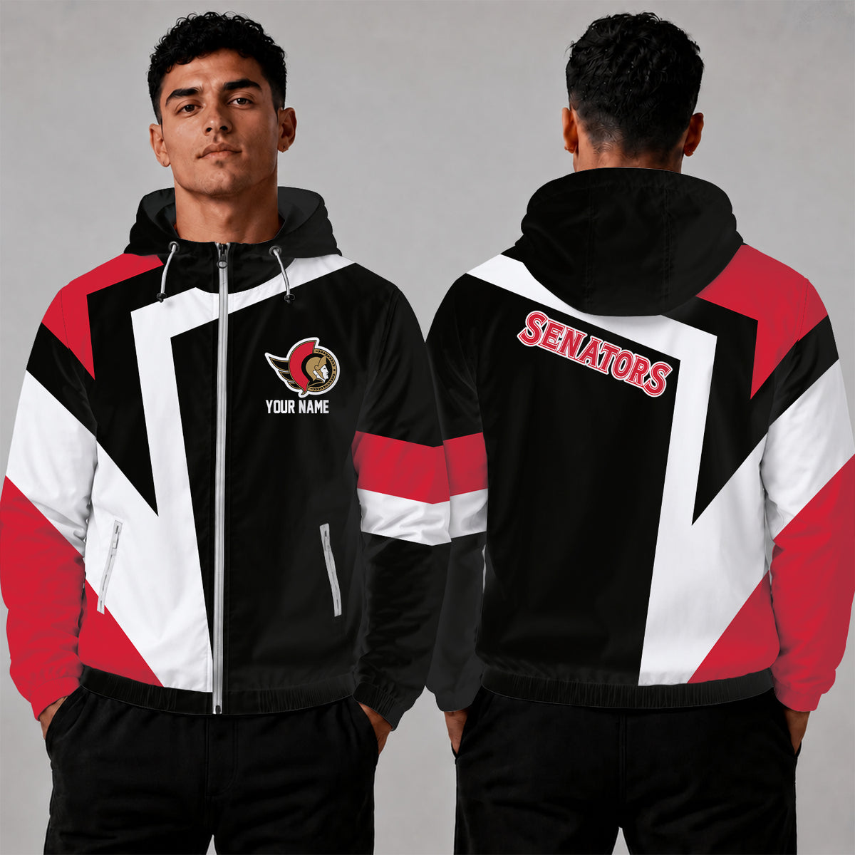 [SUPER SALE] NEW CUSTOMIZED NHL29 OSN OTTAWA SENATORS WINDBREAKER JACKET