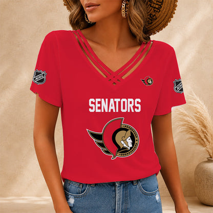 [SUPER SALE] NEW CUSTOMIZED NHL29 OSN OTTAWA SENATORS V-NECK SHIRT