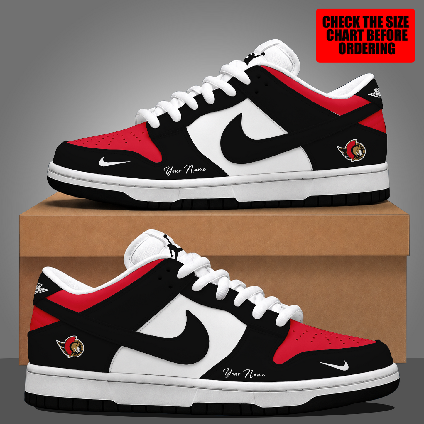 [SUPER SALE] NEW CUSTOMIZED NHL29 OSN OTTAWA SENATORS DUNK LOW SHOES