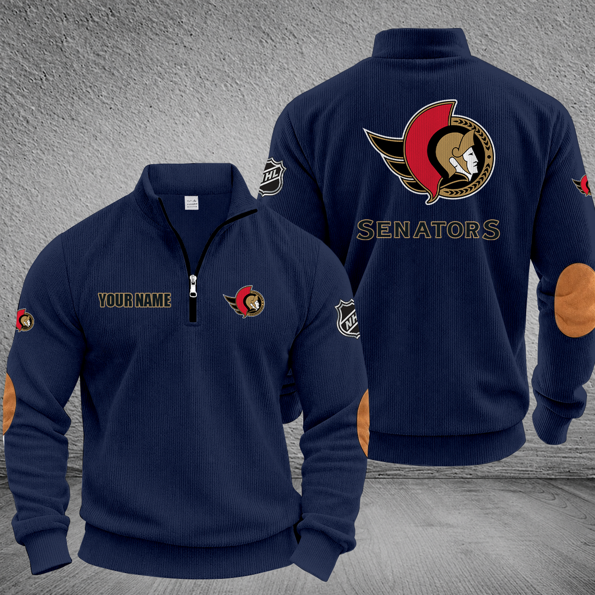 [SUPER SALE] NEW CUSTOMIZED NHL29 OSN OTTAWA SENATORS MULTICOLOR STRIPED QUATER ZIP SWEATSHIRT