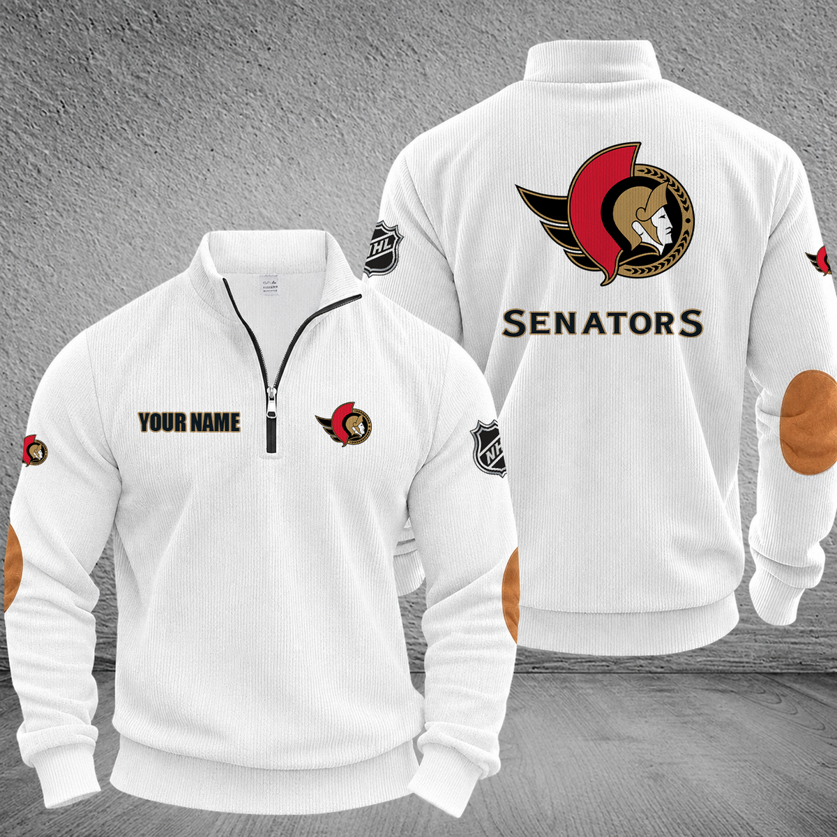 [SUPER SALE] NEW CUSTOMIZED NHL29 OSN OTTAWA SENATORS MULTICOLOR STRIPED QUATER ZIP SWEATSHIRT
