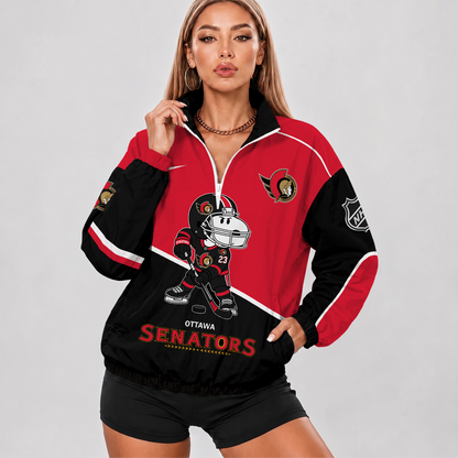 [SUPER SALE] NEW CUSTOMIZED NHL29 OSN OTTAWA SENATORS V-NECK ZIPPER SWEATSHIRT JACKET