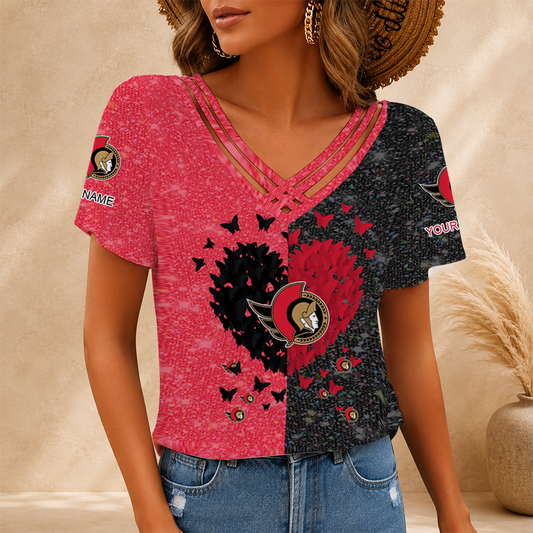 [SUPER SALE] NEW CUSTOMIZED NHL29 OSN OTTAWA SENATORS V-NECK SHIRT