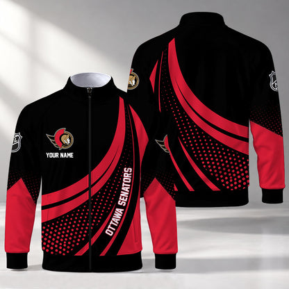 [SUPER SALE] NEW CUSTOMIZED NHL29 OSN OTTAWA SENATORS STAND COLLAR JACKET