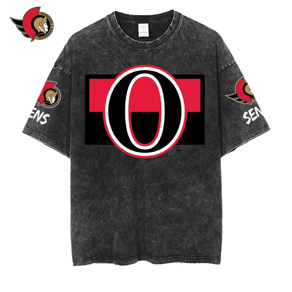 [SUPER SALE] NEW CUSTOMIZED NHL29 OSN OTTAWA SENATORS MULTICOLOR WASHED TEE