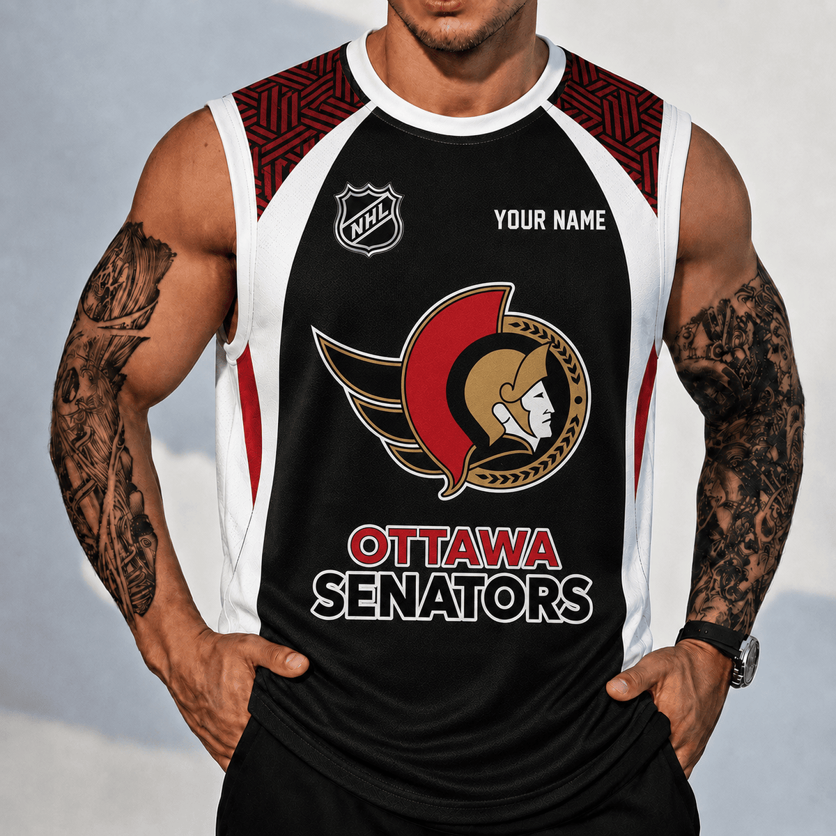 [SUPER SALE] NEW CUSTOMIZED NHL29 OSN OTTAWA SENATORS TANK TOP & GYM SHIRT