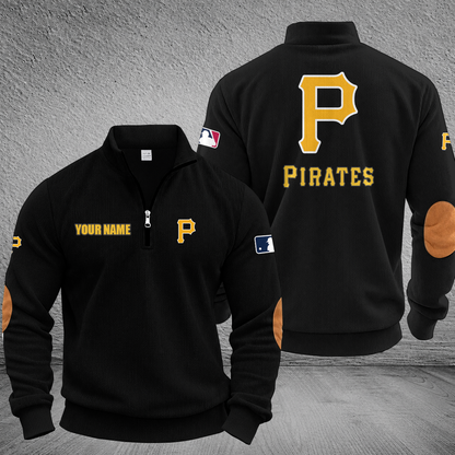 [FLASH SALE] NEW CUSTOMIZED MLB29 PHP PITTSBURGH PIRATES MULTICOLOR STRIPED QUATER ZIP SWEATSHIRT