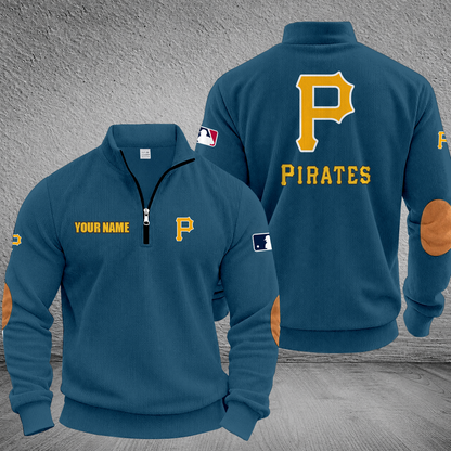 [FLASH SALE] NEW CUSTOMIZED MLB29 PHP PITTSBURGH PIRATES MULTICOLOR STRIPED QUATER ZIP SWEATSHIRT