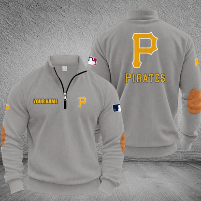 [FLASH SALE] NEW CUSTOMIZED MLB29 PHP PITTSBURGH PIRATES MULTICOLOR STRIPED QUATER ZIP SWEATSHIRT