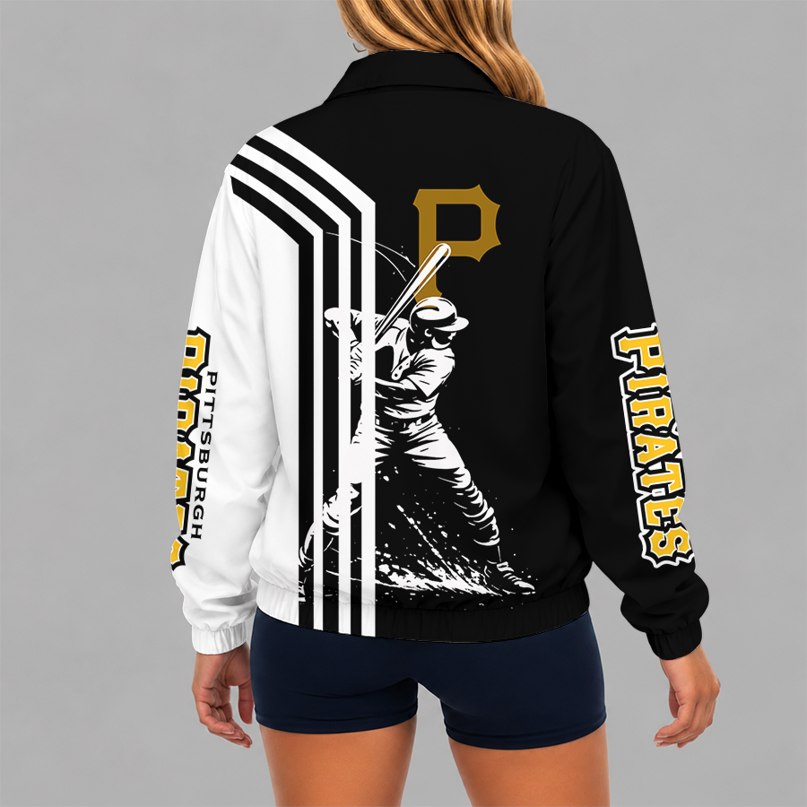 LIMITED EDITION - NEW CUSTOMIZED MLB29 PHP PITTSBURGH PIRATES V-NECK ZIPPER SWEATSHIRT JACKET