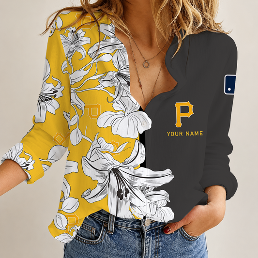 [FLASH SALE] NEW CUSTOMIZED MLB29 PHP PITTSBURGH PIRATES WOMEN CASUAL SHIRT