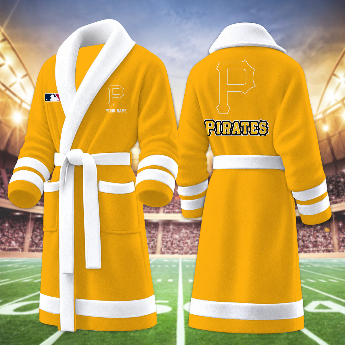 [FLASH SALE] NEW CUSTOMIZED MLB29 PHP PITTSBURGH PIRATES MULTICOLOR FLEECE BATHROBE