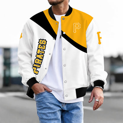[FLASH SALE] NEW CUSTOMIZED MLB29 PHP PITTSBURGH PIRATES SATIN VARSITY & BASEBALL JACKET
