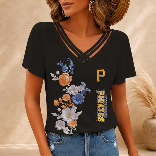 [FLASH SALE] NEW CUSTOMIZED MLB29 PHP PITTSBURGH PIRATES V-NECK SHIRT