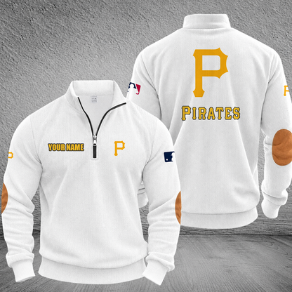 [FLASH SALE] NEW CUSTOMIZED MLB29 PHP PITTSBURGH PIRATES MULTICOLOR STRIPED QUATER ZIP SWEATSHIRT