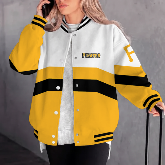 [FLASH SALE] NEW CUSTOMIZED MLB29 PHP PITTSBURGH PIRATES SATIN VARSITY & BASEBALL JACKET