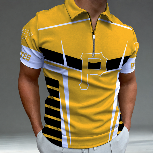 [FLASH SALE] NEW CUSTOMIZED MLB29 PHP PITTSBURGH PIRATES ZIP POLO SHIRT