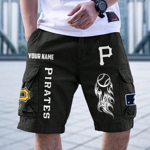 [FLASH SALE] NEW CUSTOMIZED MLB29 PHP PITTSBURGH PIRATES MEN'S CARGO SHORTS