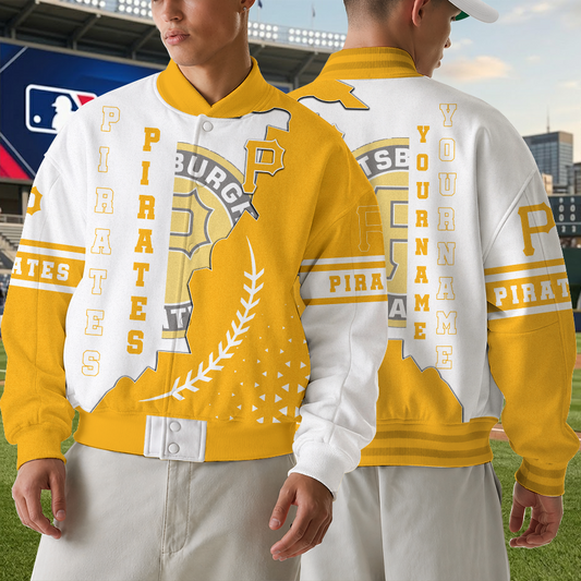 [FLASH SALE] NEW CUSTOMIZED MLB29 PHP PITTSBURGH PIRATES SATIN VARSITY & BASEBALL JACKET