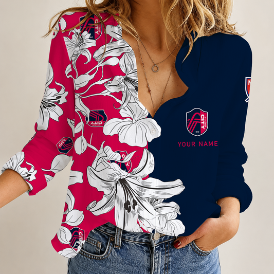 [FAN EXCLUSIVE] NEW CUSTOMIZED MLS29 SLC ST. LOUIS CITY SC WOMEN CASUAL SHIRT
