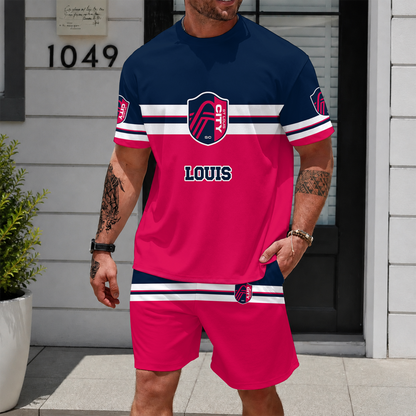 [FAN EXCLUSIVE] NEW CUSTOMIZED MLS29 SLC ST. LOUIS CITY SC UNISEX T-SHIRT & SHORTS SET