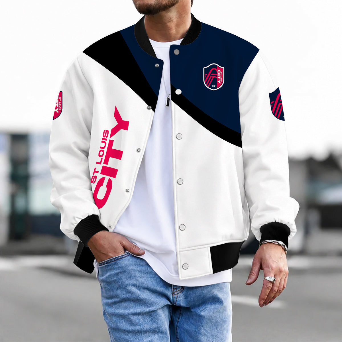 [FAN EXCLUSIVE] NEW CUSTOMIZED MLS29 SLC ST. LOUIS CITY SC BASEBALL JACKET & SATIN VARSITY JACKET