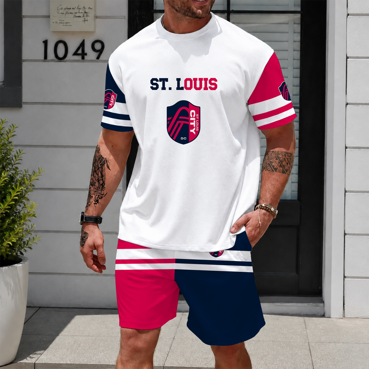 [FAN EXCLUSIVE] NEW CUSTOMIZED MLS29 SLC ST. LOUIS CITY SC UNISEX T-SHIRT & SHORTS SET