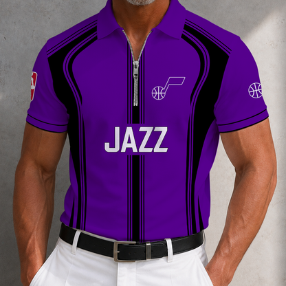 [HOT DEAL] NEW CUSTOMIZED NBA29 UJZ UTAH JAZZ ZIP POLO SHIRT