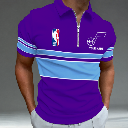 [HOT DEAL] NEW CUSTOMIZED NBA29 UJZ UTAH JAZZ ZIP POLO SHIRT